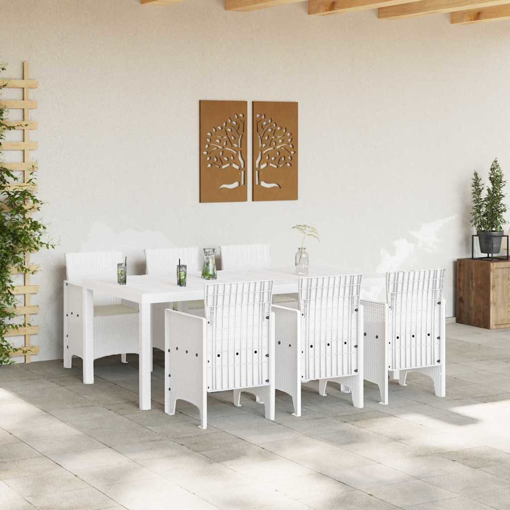 vidaXL Gartenlounge-Set Garten Essgruppe 7 Stk. Weiß Polypropylen, (7-tlg)