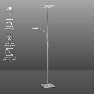 SellTec LED Deckenfluter »Stehlampe eckig«, Fluter schwenkbar + dimmbar, flexible Leselampe
