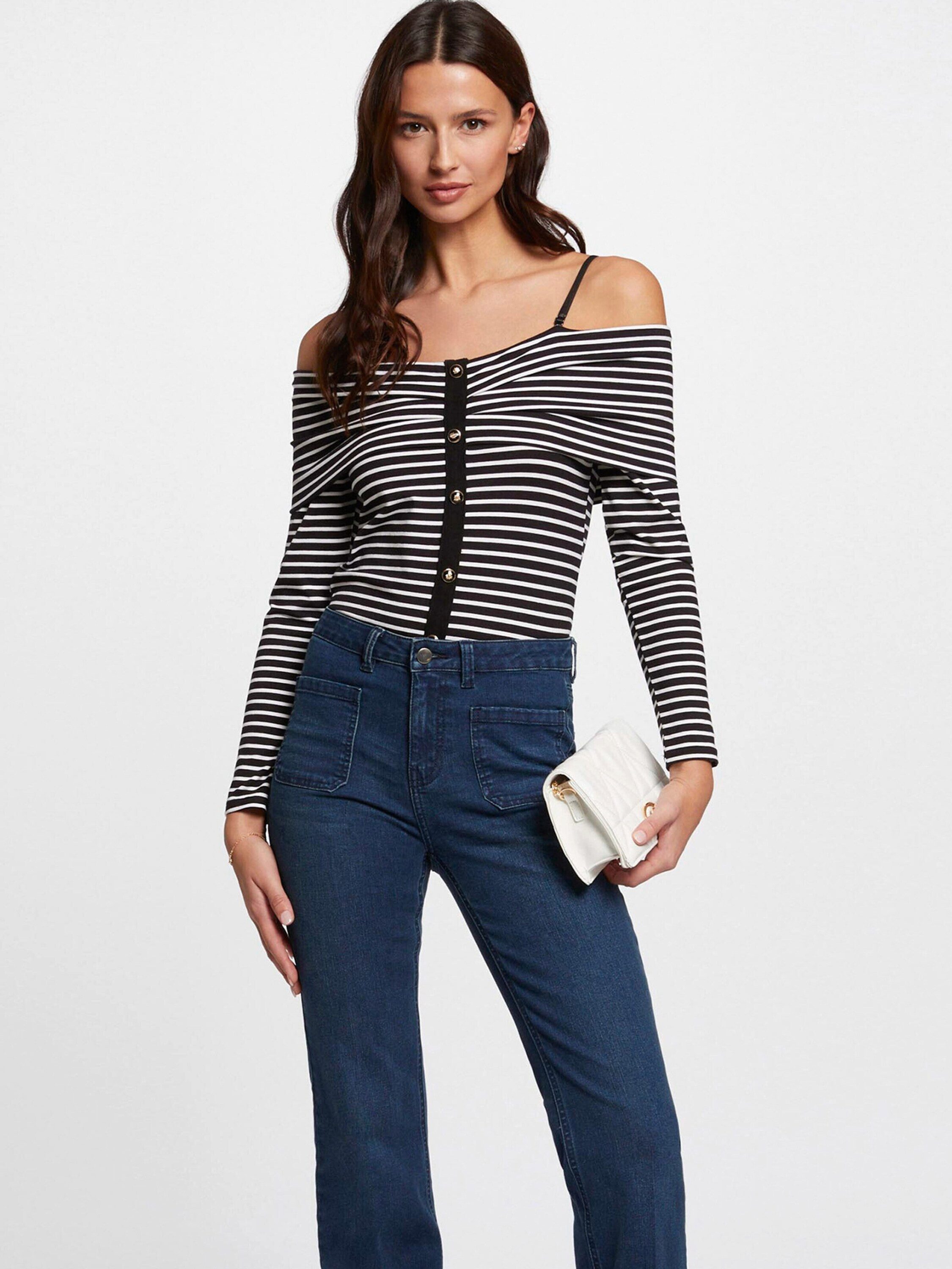 MORGAN Langarmshirt (1-tlg) Drapiert/gerafft