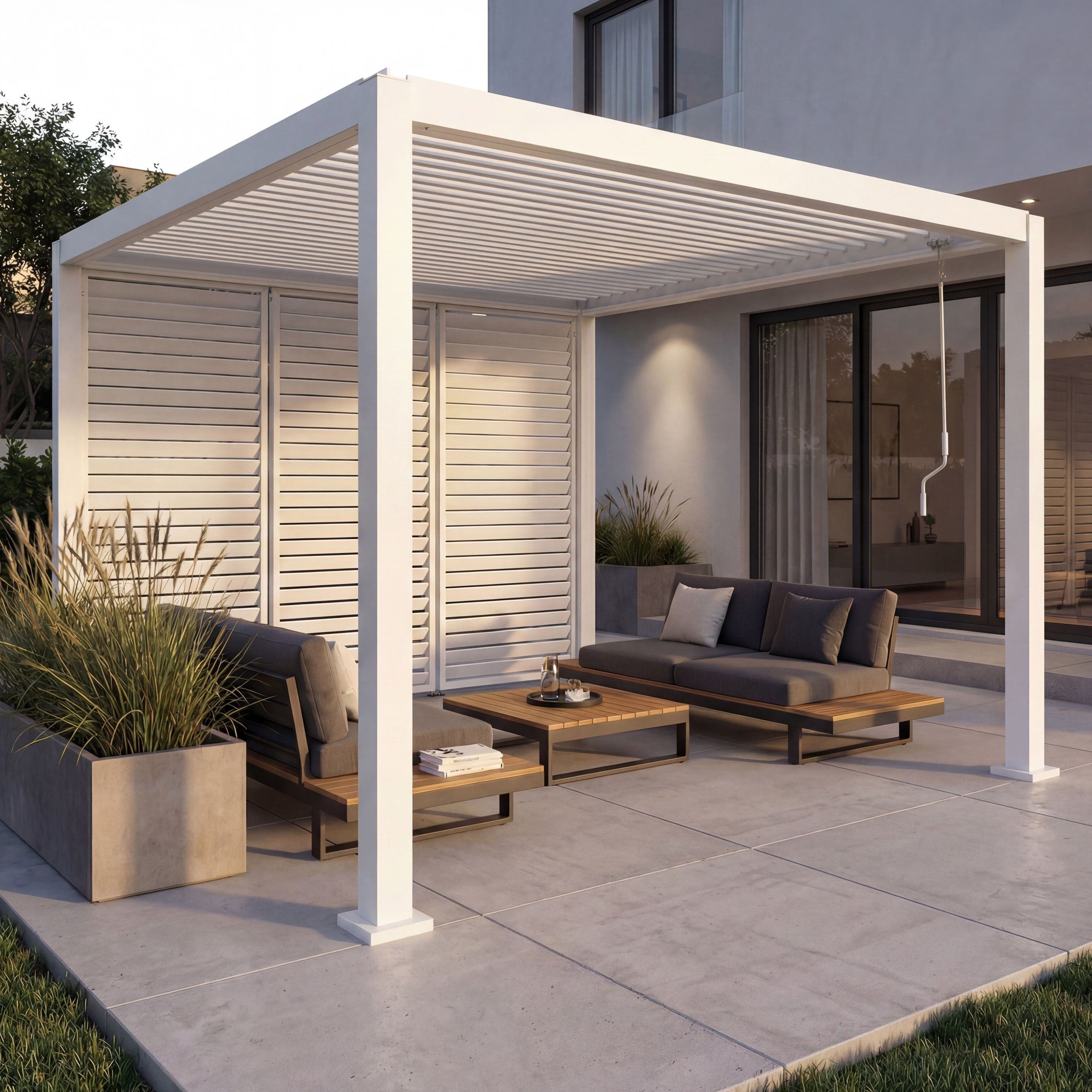 MCW Pergola MCW-P65-3, BxTxH: 302x302x235 cm, Sturmfest bis 74,5 km/h - Windstärke 8, Inkl. Füße
