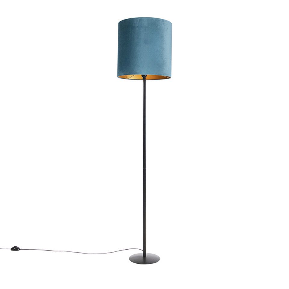 Qazqa Stehlampe Simplo fl, ohne Leuchtmittel, Warmweiß, QAZQA Stehlampe, e27, Blau, Stahl, country-rustic