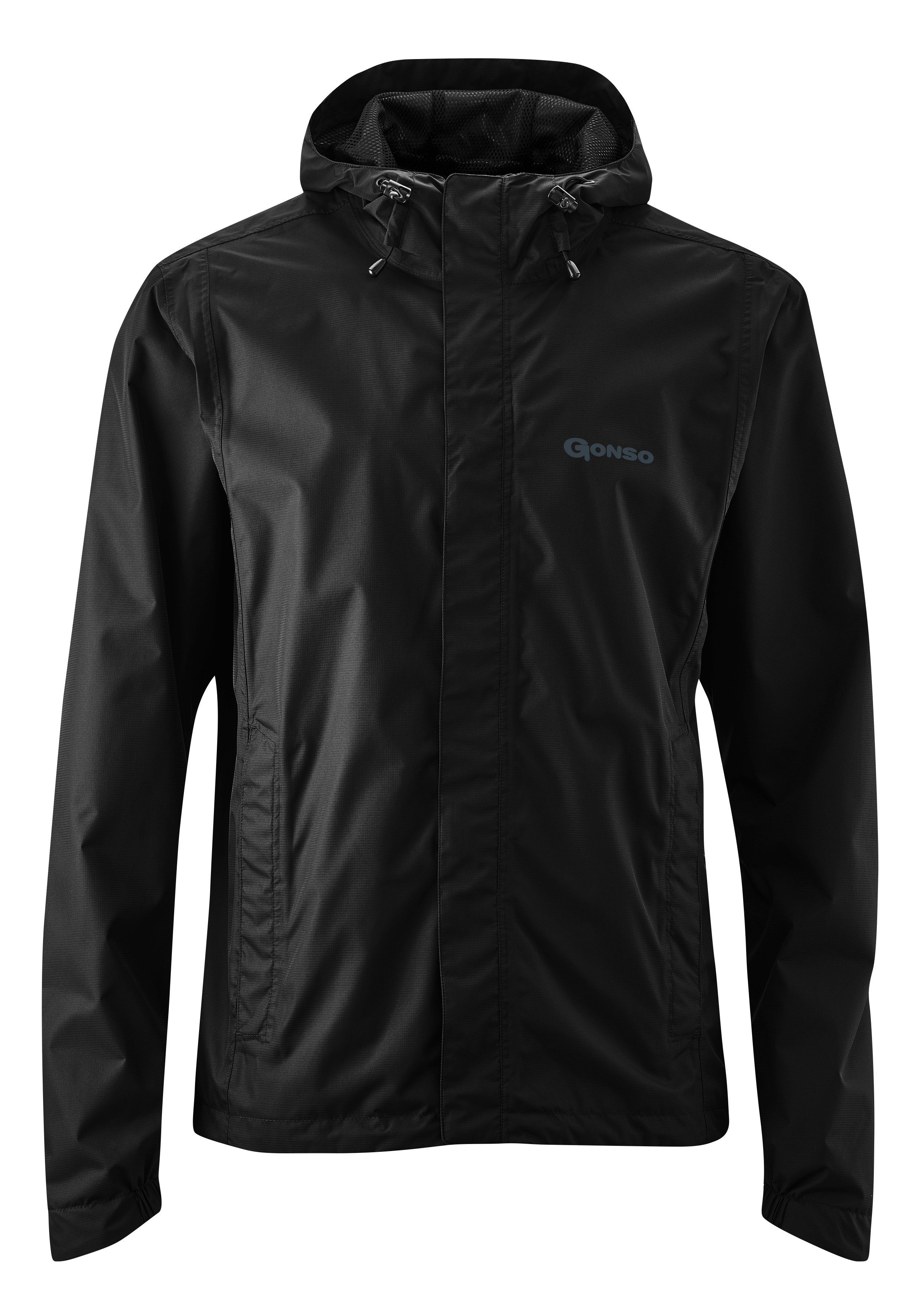 schwarz Radjacke wind- Herren Kapuze Fahrradjacke Regenjacke mit und wasserdicht, Gonso Light Save