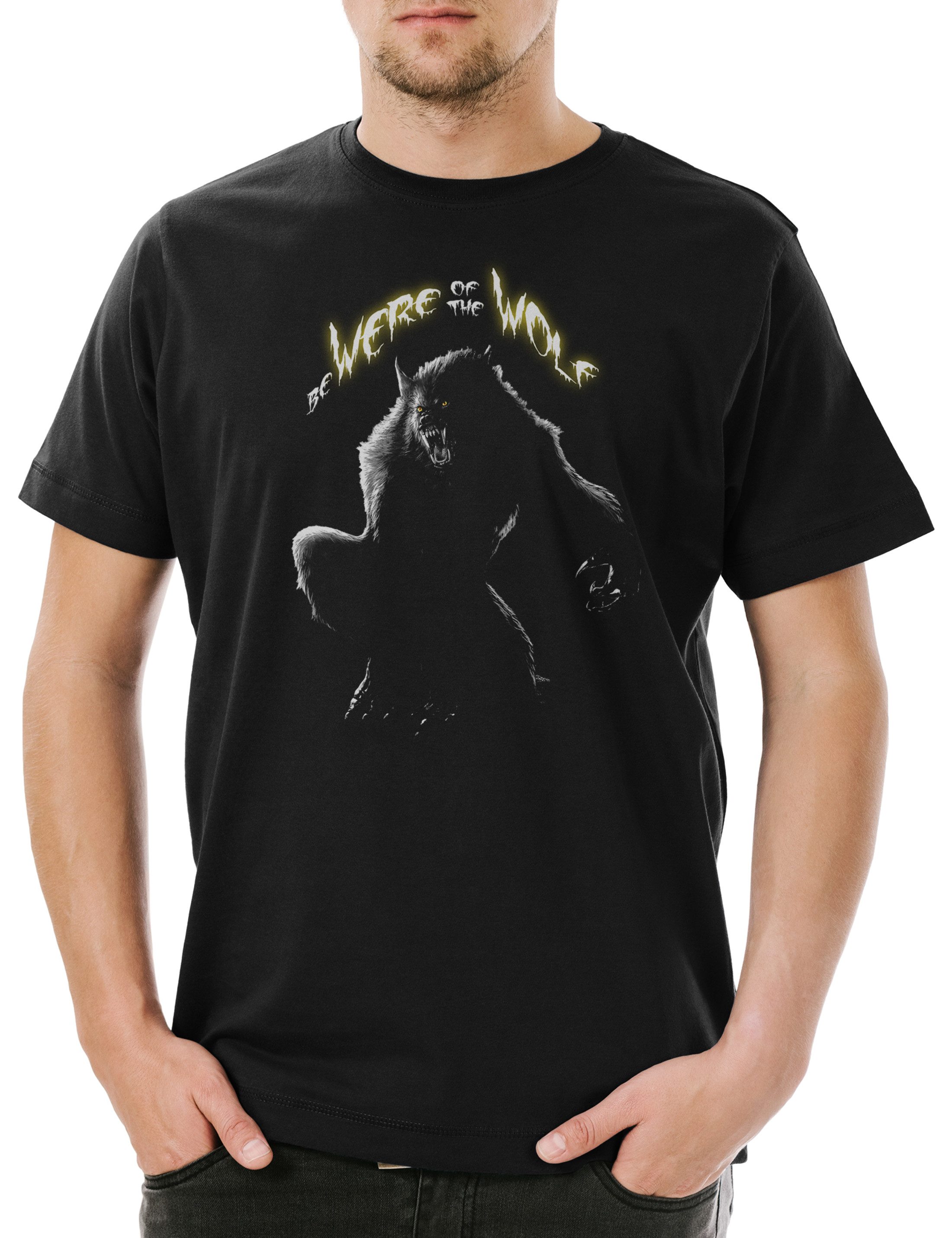 Print-Shirt Be Were Of The Wolf Herren T-Shirt Wölfe Mond Werwolf Werewolf The