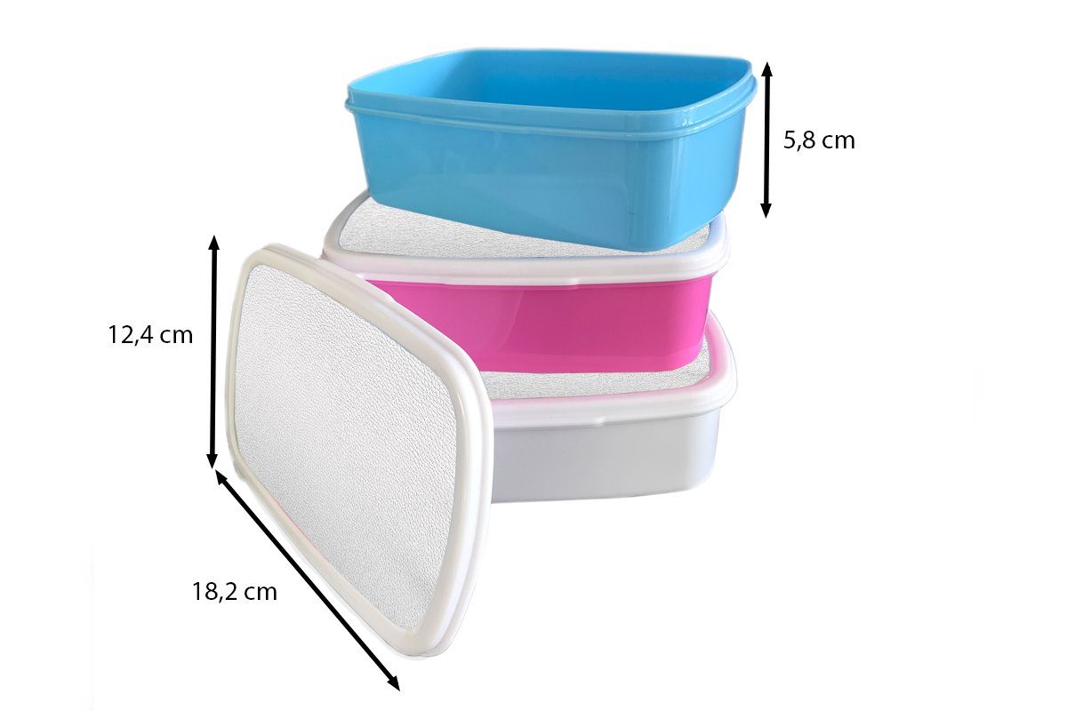 Kunststoff, rosa Kinder, Mädchen, Erwachsene, MuchoWow Brotdose Weiß, Kunststoff Leder Lunchbox (2-tlg), - Brotbox Snackbox, - für - Leder-Optik Strukturiert