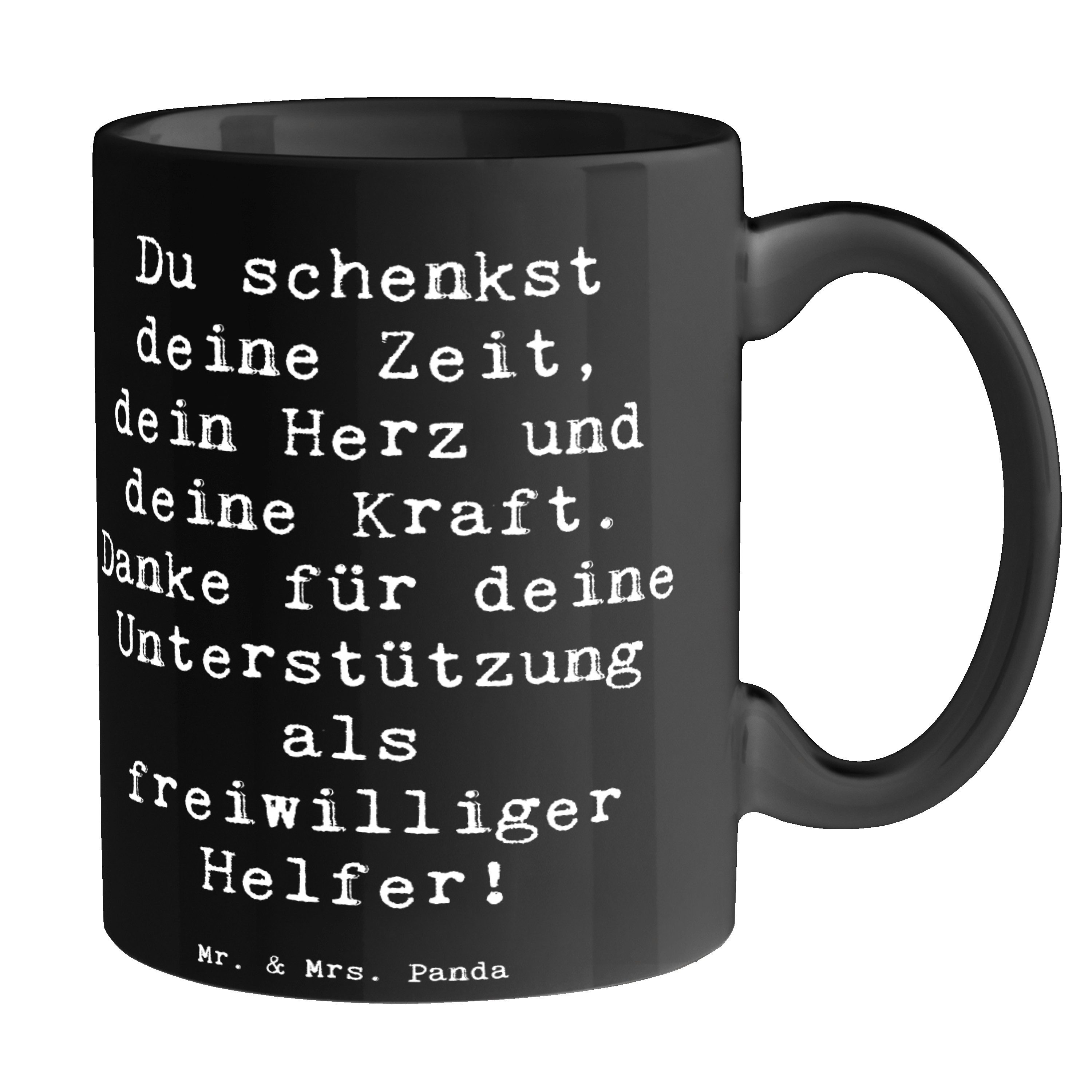 Tasse Spruch Freiwilliger Dank - Schwarz - Geschenk, Held des Alltags, Kaff