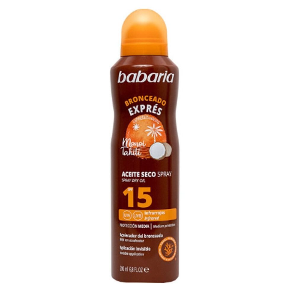 babaria Sonnenschutzcreme Babaria Monoi Tahiti Dry Oil Spf15 Spray