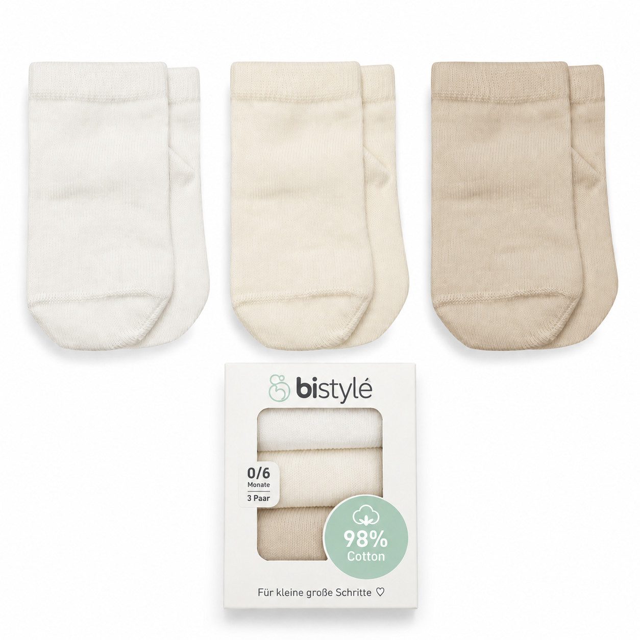 bistyle Feinsocken Baby Socken 3er-Pack, 98 % Bio-Baumwolle, Weich & hautfreundlich (3-Paar)