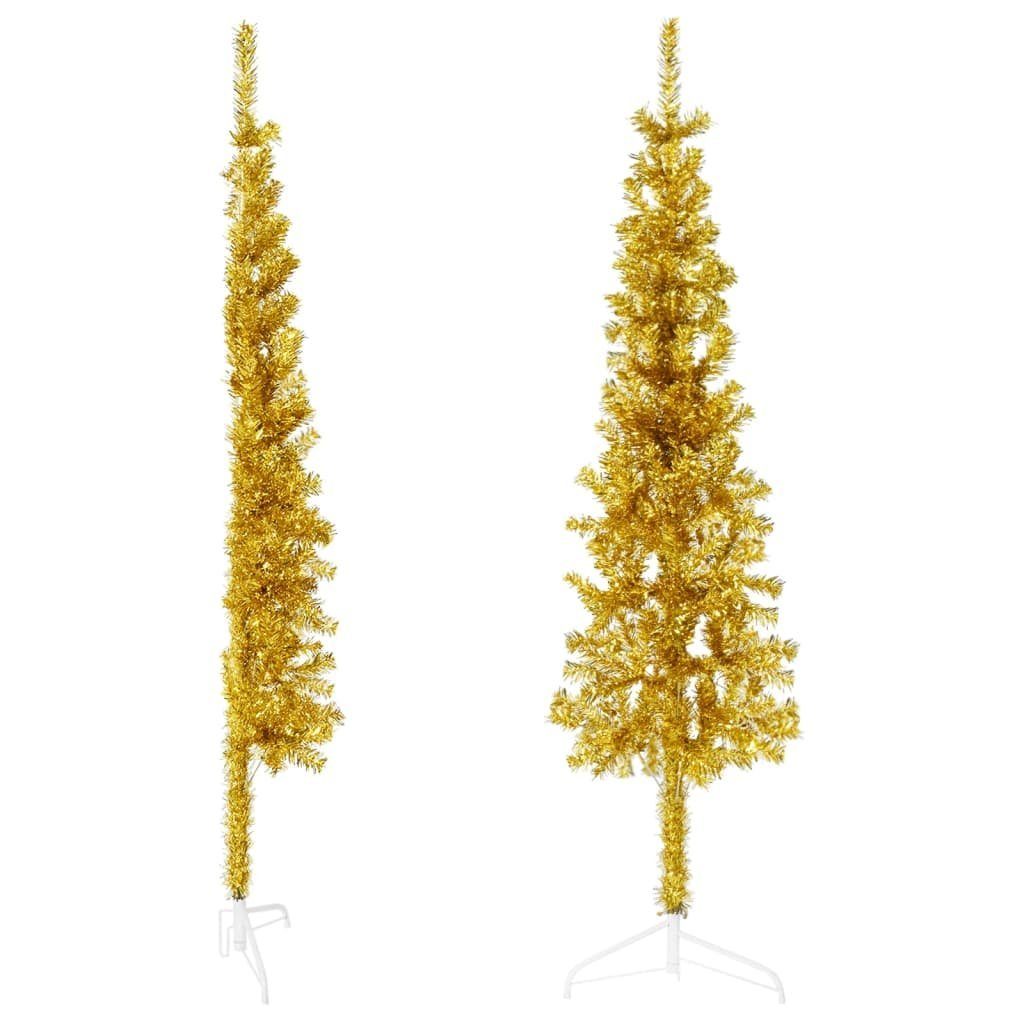Ständer 150 mit Gold cm Halb-Weihnachtsbaum Künstlicher Künstlicher Schlank furnicato Weihnachtsbaum