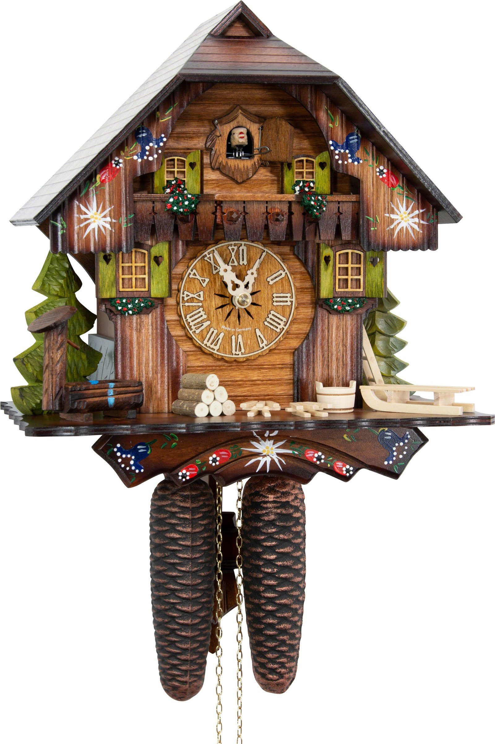 Hekas Wanduhr Kuckucksuhr Chalet-Stil 8-Tage-Uhrwerk 30cm von Hekas