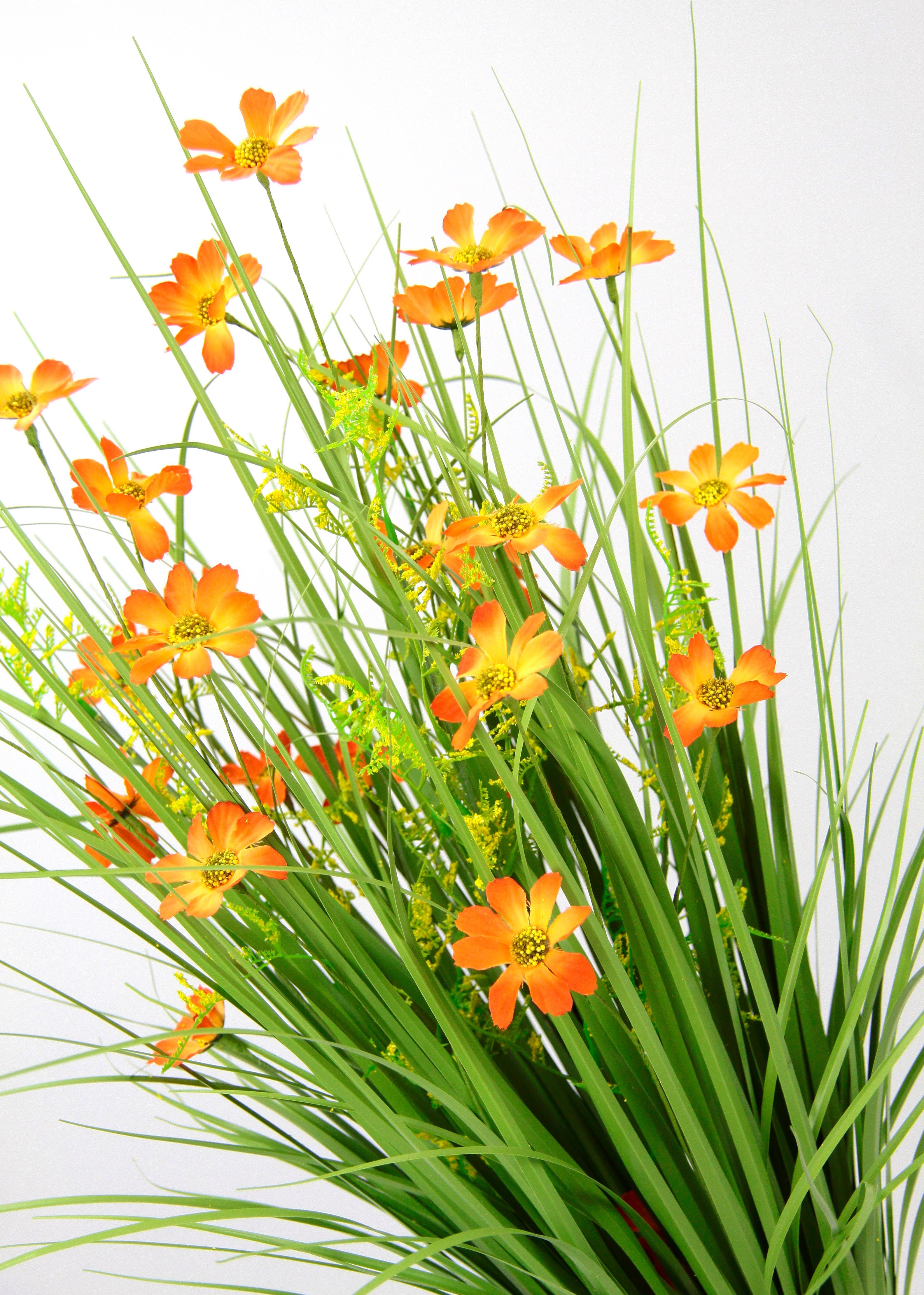 Kunstgras Mit Cosmeablüten, I.GE.A., Höhe 68 cm, Grasbusch, künstlich, Dekogras