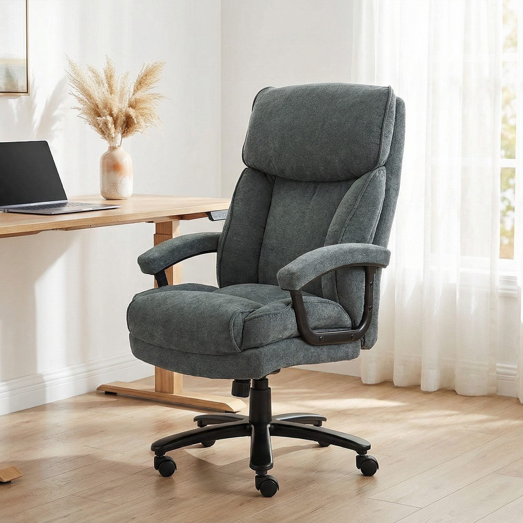 HOMCOM Bürostuhl Chefsessel mit Hoher Rückenlehne, Wippfunktion, Schreibtischstuhl (Set, 1 St), Belastbar bis 200 kg, hoher Rücken