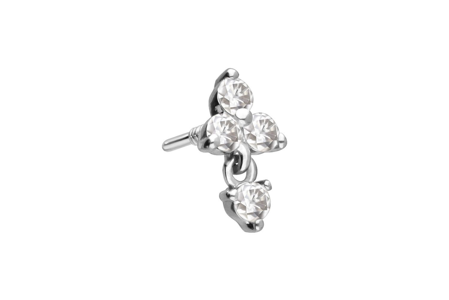 Piercing-Set 14 Karat Gold Schraubaufsatz mit Außengewinde MOISSANIT-BLUME +