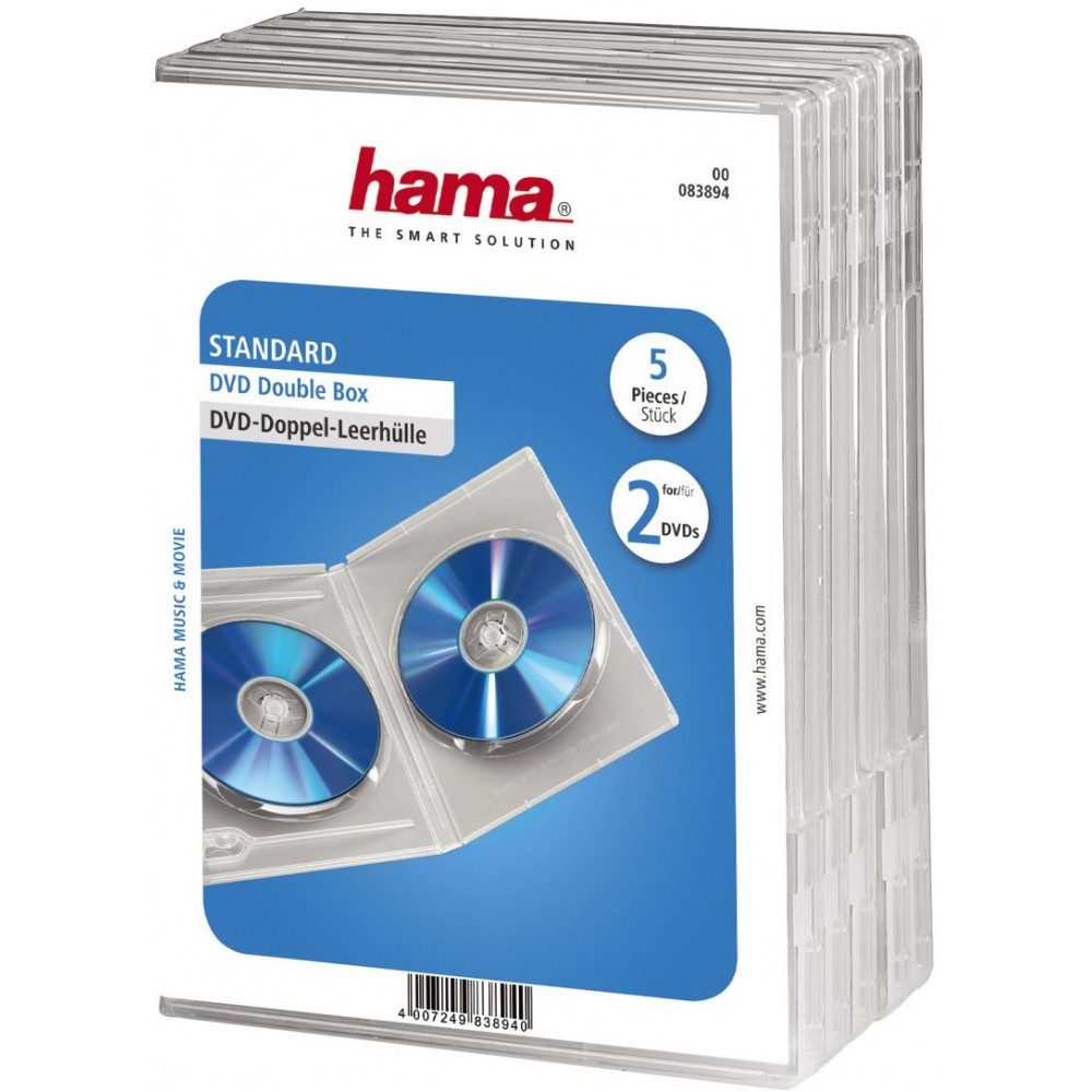 Hama Aufbewahrungsbox Hama DVD Doppel-Leerhülle 5er Pack transparent. (Doppel-Hülle, Doppel-Hülle)