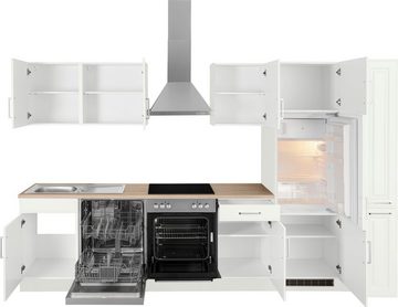 HELD MÖBEL Küchenzeile Stockholm, Breite 310 cm, mit hochwertigen MDF Fronten im Landhaus-Stil