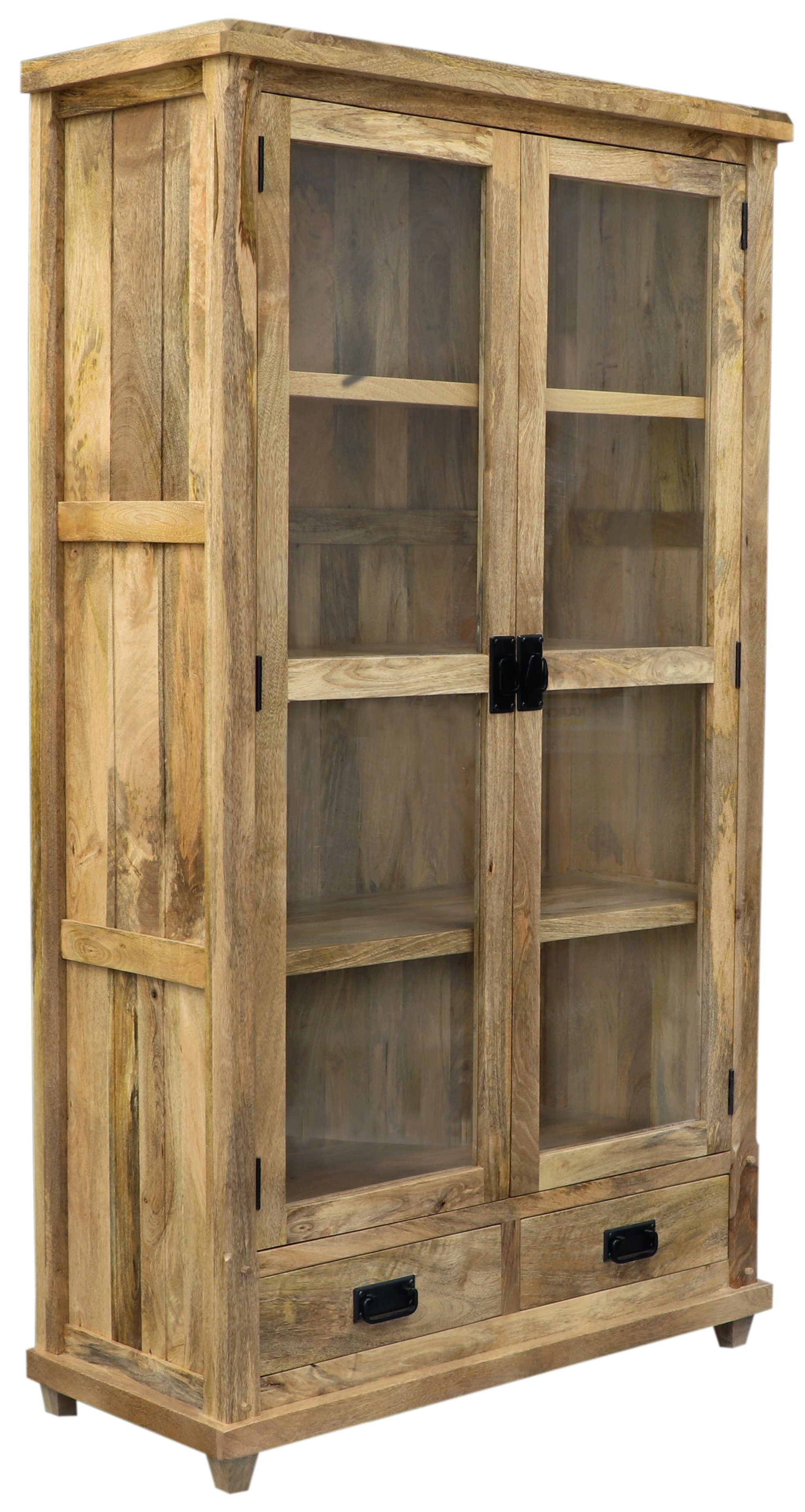Indischesmoebelhausde Esstisch Vitrine Devi 100x180x45 aus Mangoholz