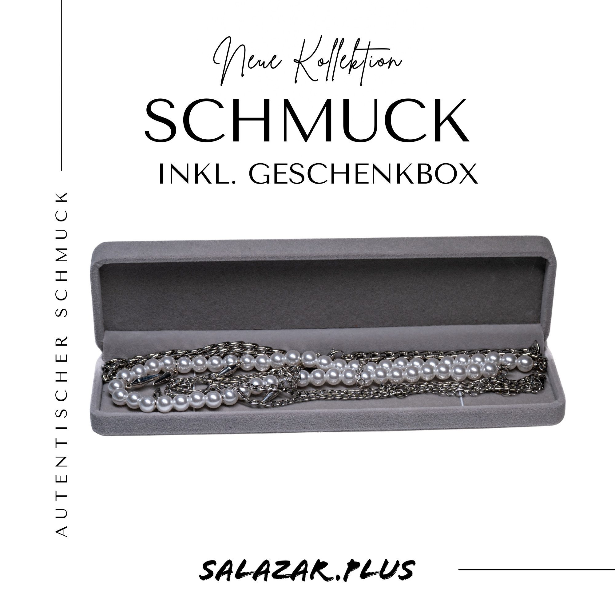 salazar.plus Perlenketten-Set Perlenkette mit Nieten Kubanische Kette Edelstahl 3er Set Herren (3er Set)