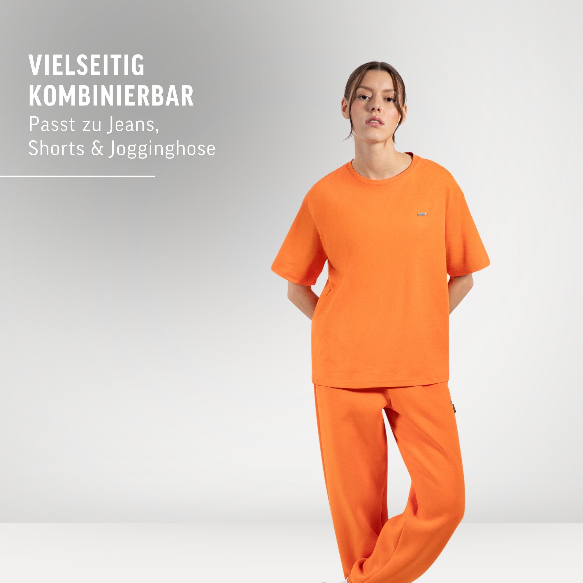 Smilodox T-Shirt Lyanna, Oversize Lässiges Shirt, 100% Baumwolle, graviertes Metallabel Kurzarmshirt weiches Material Schlichtes Design Alltag Freizeit