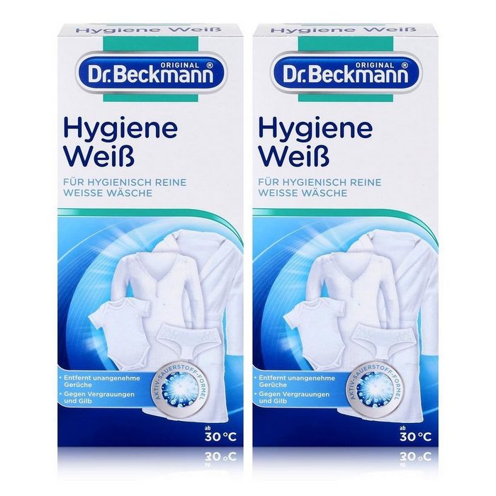 Dr. Beckmann 2x Dr. Beckmann Hygiene Weiß 500g - Gegen Vergrauungen & Gilb Spezialwaschmittel