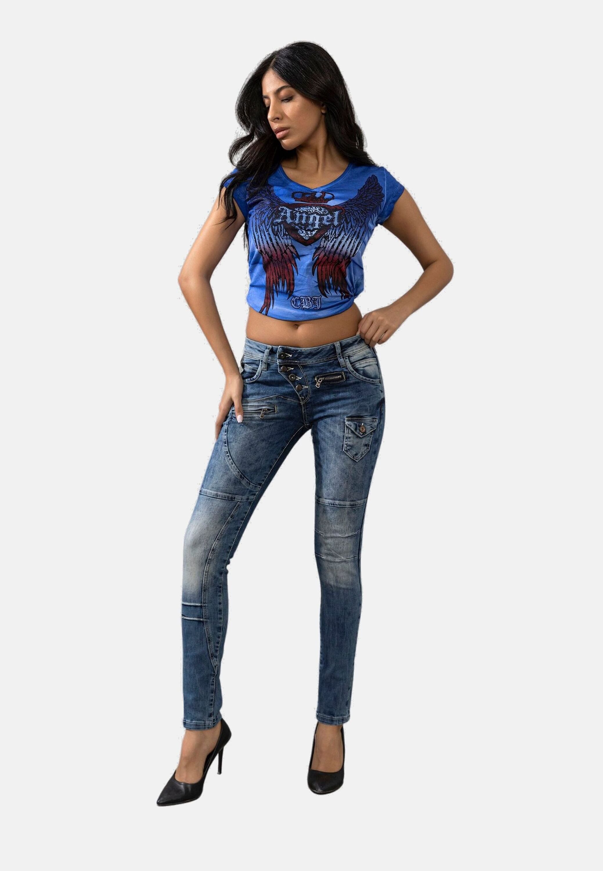 Cipo & Baxx Skinny-fit-Jeans Jeans mit tollen Abnähern, WD168 – Bild 4 von 5