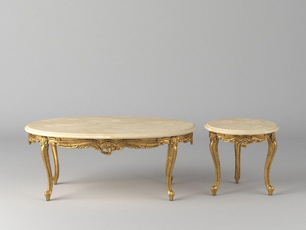 JVmoebel Couchtisch Eleganter ovaler Holz Esstisch in edlem Goldton (Packung), Made in Europa