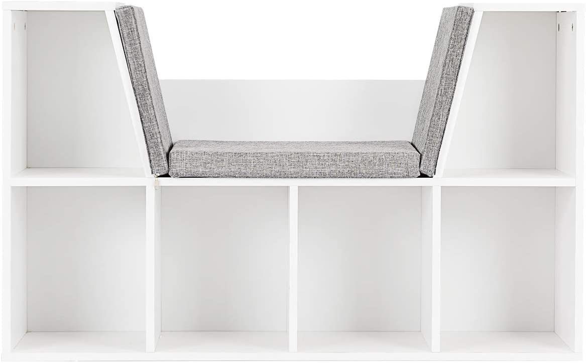 COSTWAY Bücherregal Aufbewahrungsregal, mit Kissen, 6 Fächer, 103x30x63cm – Bild 5 von 5
