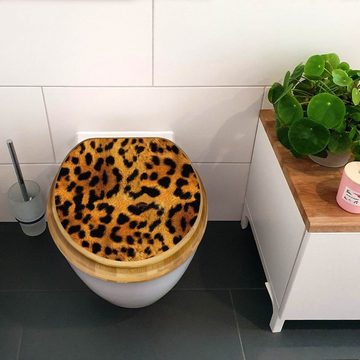 banjado WC-Sitz Bambus2 Motiv Leopard (umweltfreundliches Material, integrierte Absenkautomatik), 44 x 38 x 5 cm