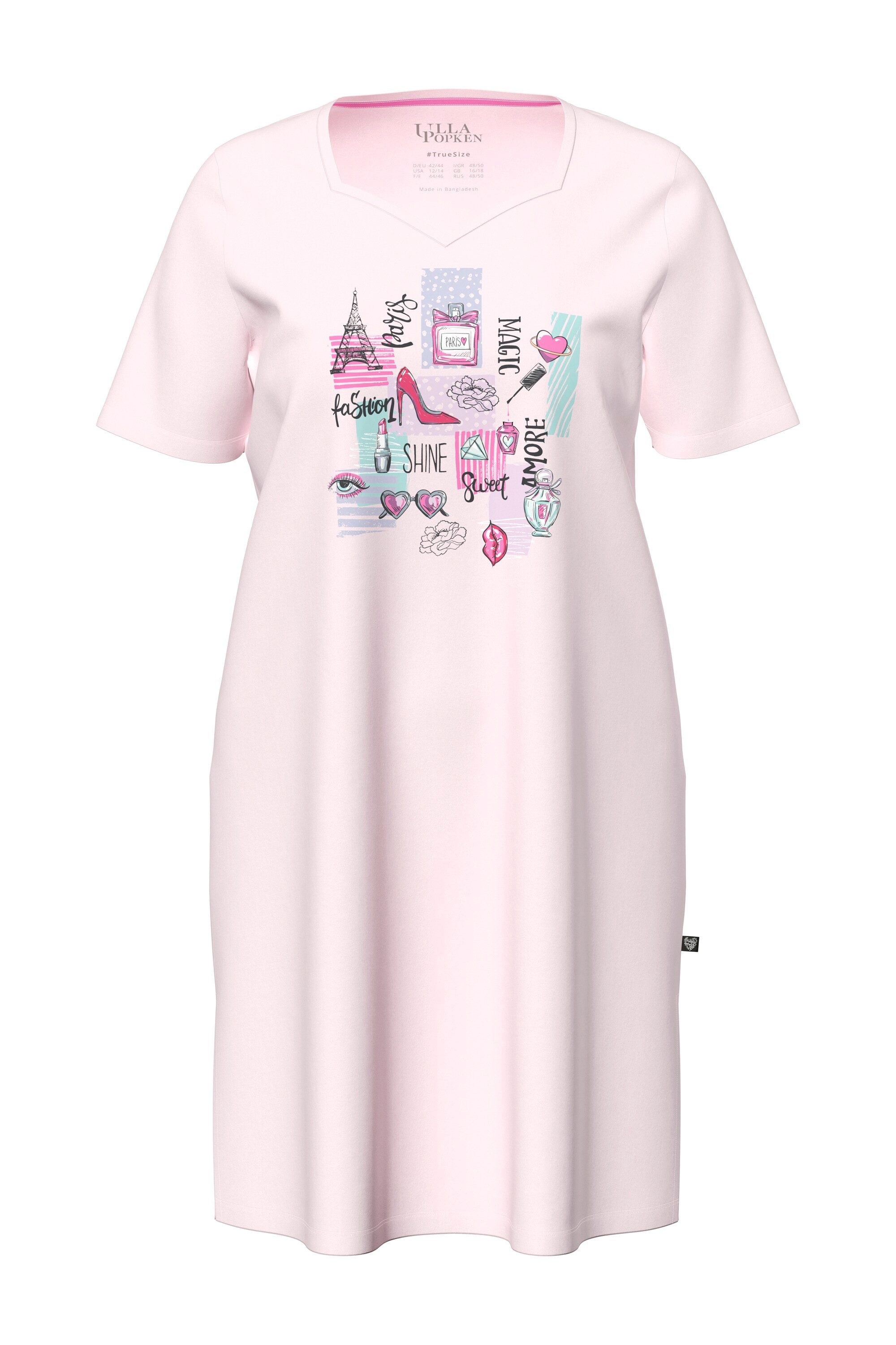 Ulla Popken Bigshirt Bigshirt Fashion-Motive Herzausschnitt Halbarm