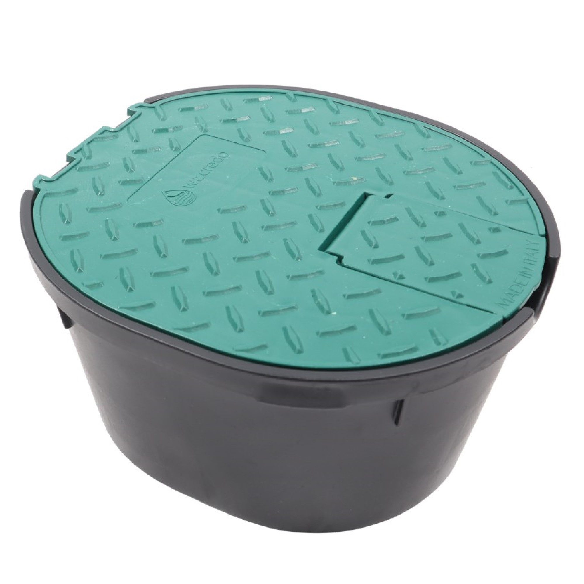 Wacredo Bewässerungsventilbox rund mit Deckel, Kugelhahn und Hahnanschluss 20 x 22 x 12cm, Verteilerkasten, Erweiterung Bewässerungssystem Zapfstelle
