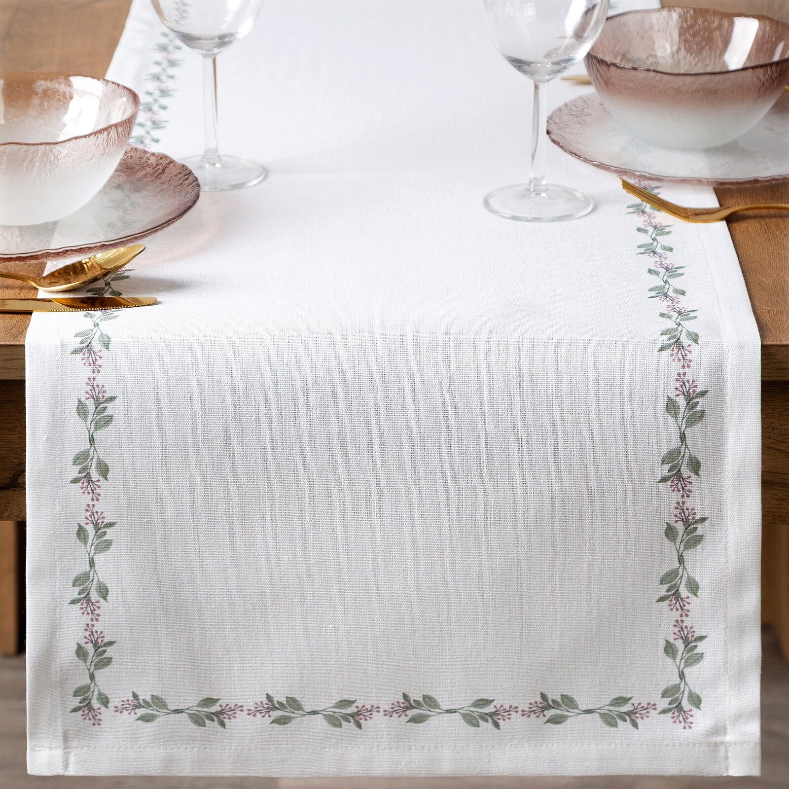 Eurofirany Tischdecke Blumenmuster (Packung 1-tlg, 1x Tischdecke), Fleckabweisende Tischdecke mit floralem Druck – wasserabweisend