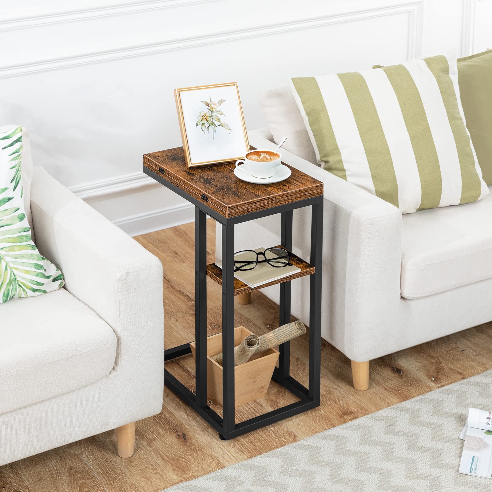 Hoobro Beistelltisch Klappbarer Sofatisch (C-Form Couchtisch, Kaffeetisch S günstig online kaufen