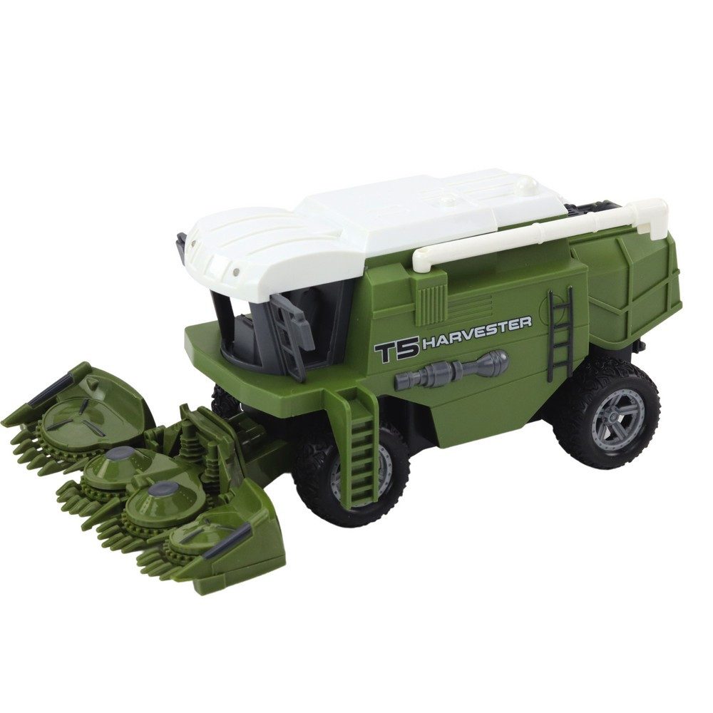 LEAN TOYS Spielzeug-Mähdrescher Erntefahrzeug Landmaschine Funkmodell, (Spar-Set, 1-tlg., 27 x 17 x 14 cm wendig), ferngesteuert, Licht, Schneidwerk, Gummiräder