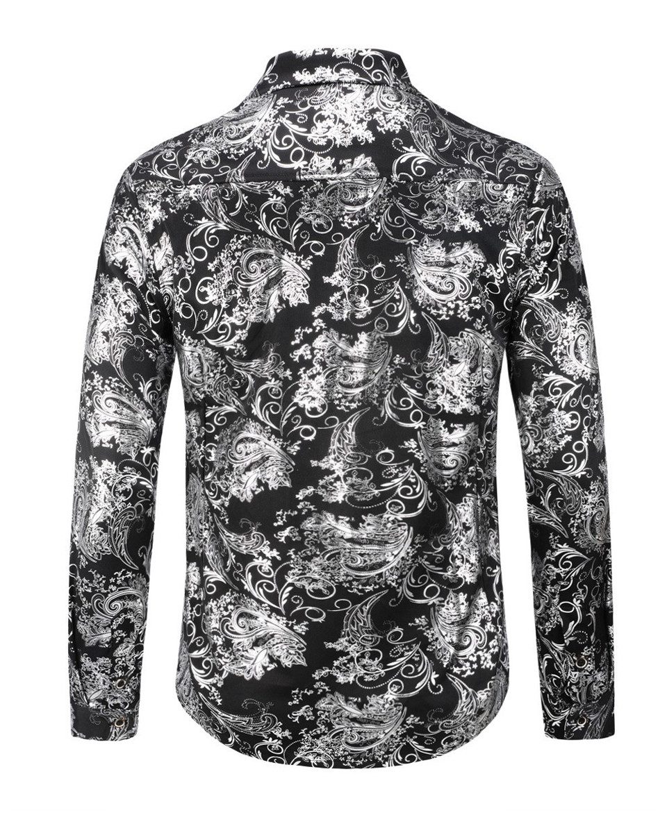 Allthemen Langarmhemd Herren Jacquard Oberteile glitzes Freizeithemd für Ho günstig online kaufen
