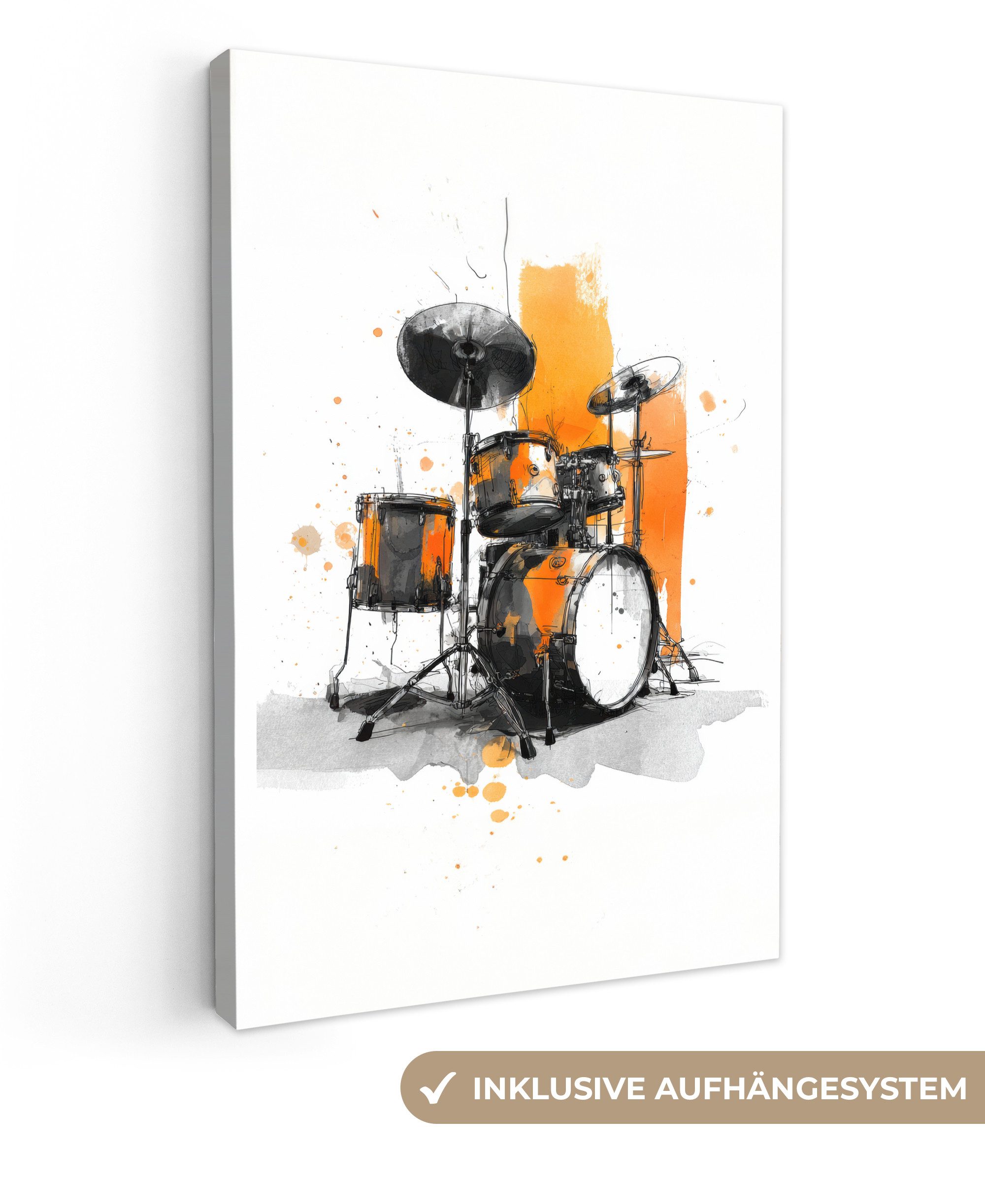 OneMillionCanvasses® Leinwandbild Schlagzeug - Orange - günstig online kaufen