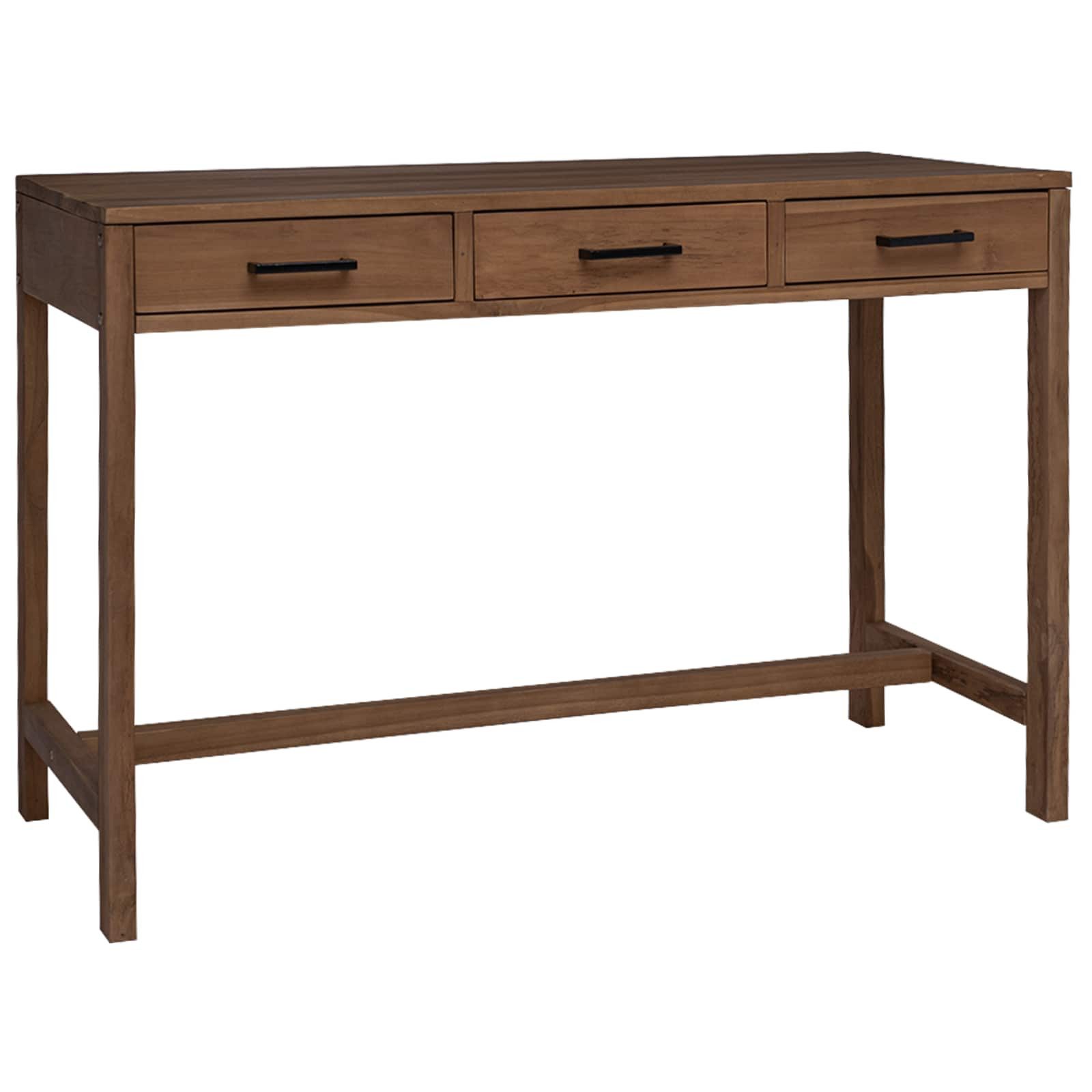 vidaXL Schreibtisch Schreibtisch mit Schubladen Natur Massivholz (1-St)