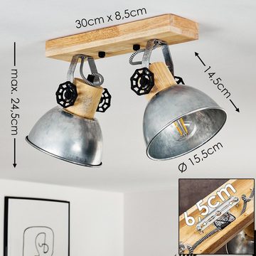 hofstein Deckenleuchte »Cotes« Deckenlampe aus Metall/Holz in Zink/Braun, ohne Leuchtmittel, mit verstellbaren Strahlern, 2xE27, Spot im Retro/Vintage Design