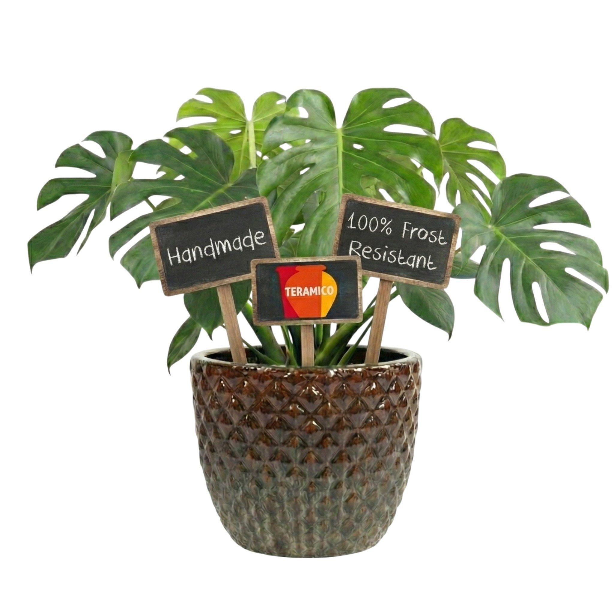 Teramico Pflanzkübel Teramico Pflanzgefäß Keramik "Bubble" Braun Ø 23cm – Struktur, 100% Frostfest