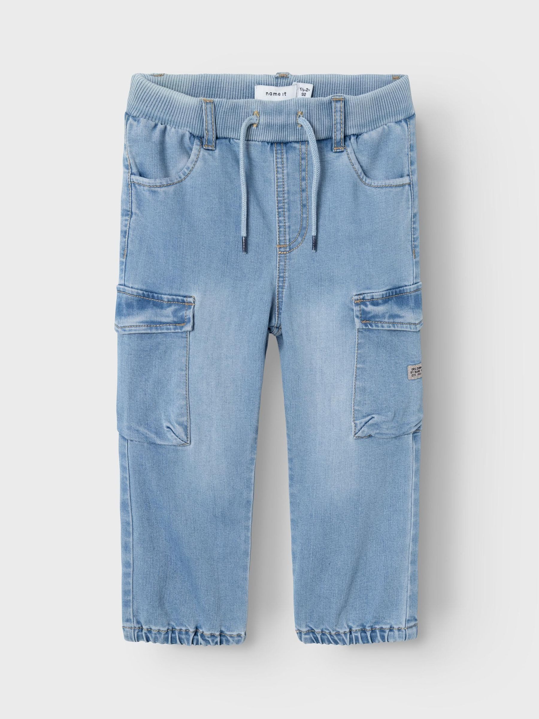Name It Regular-fit-Jeans Baggy Cargo Jeans Stretch Denim Pants für Unisex Baumwolle Oversized fit unifarben elastisch Gummizug – Bild 5 von 5