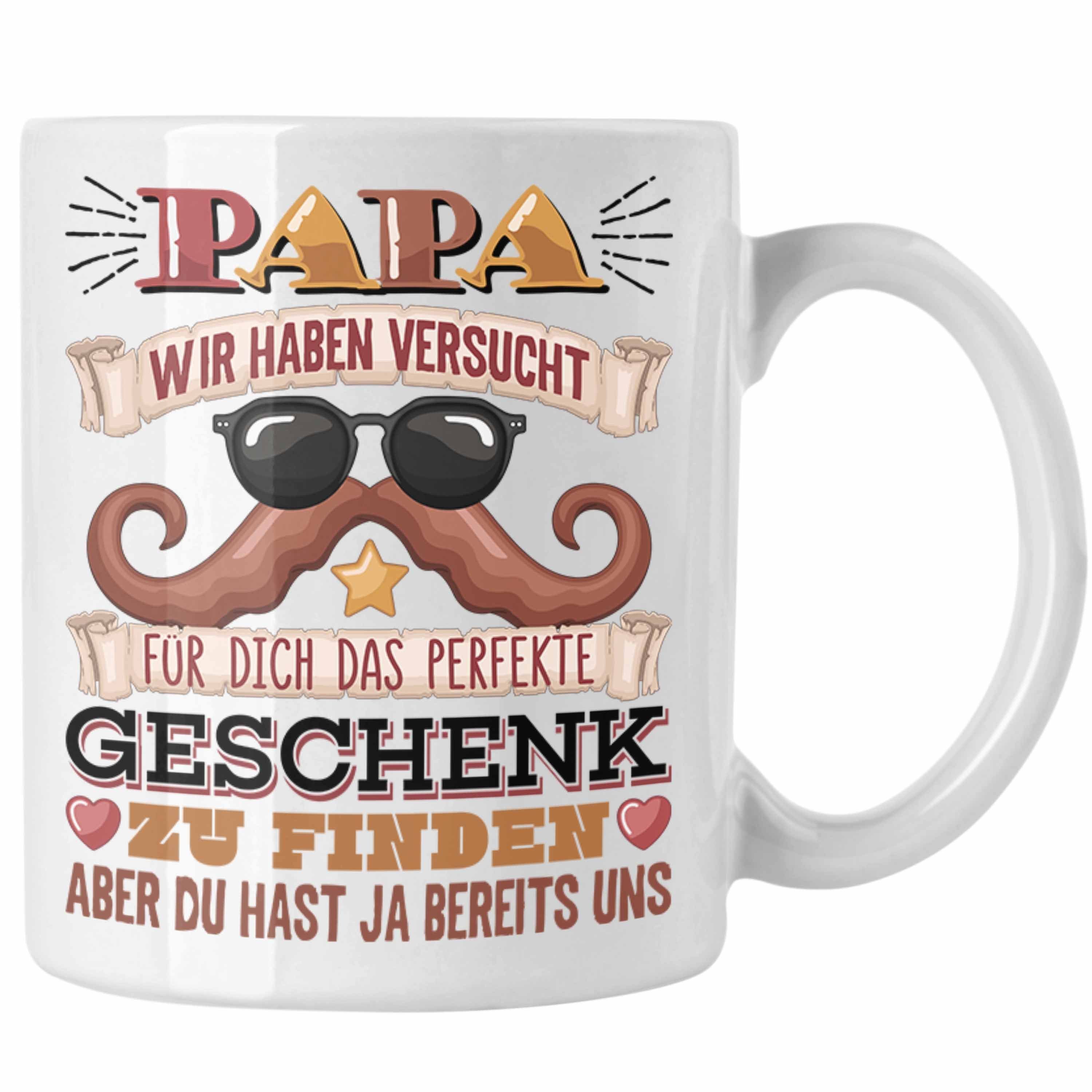 Trendation Tasse Bester Vater Papa Tasse Geschenk zum Vatertag Lustiger Spruch von Kind Weiss