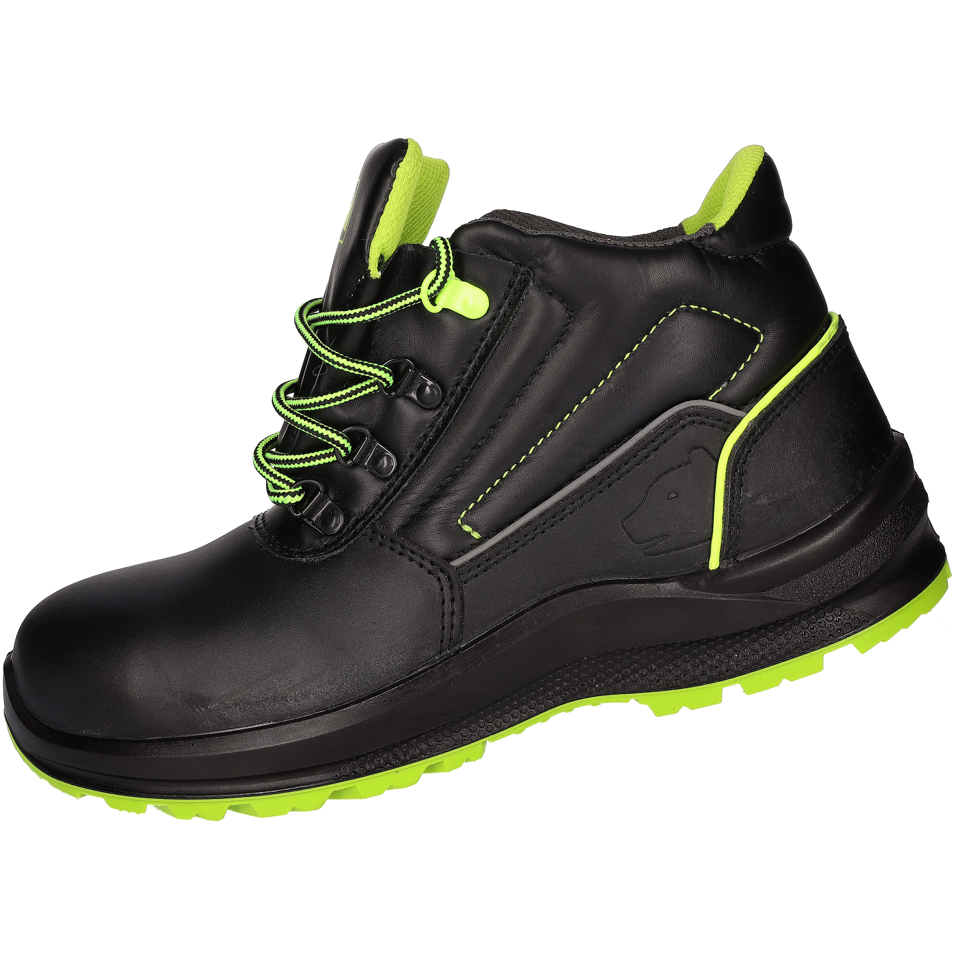PRO FIT 131 Sicherheitsschuhe S3 "Arctos E mid", schwarz/grün, Arbeitsschuh (1, Paar) Stahlkappe, Arbeitsschuhe, Atmungsaktiv, Stahlkappenschuhe