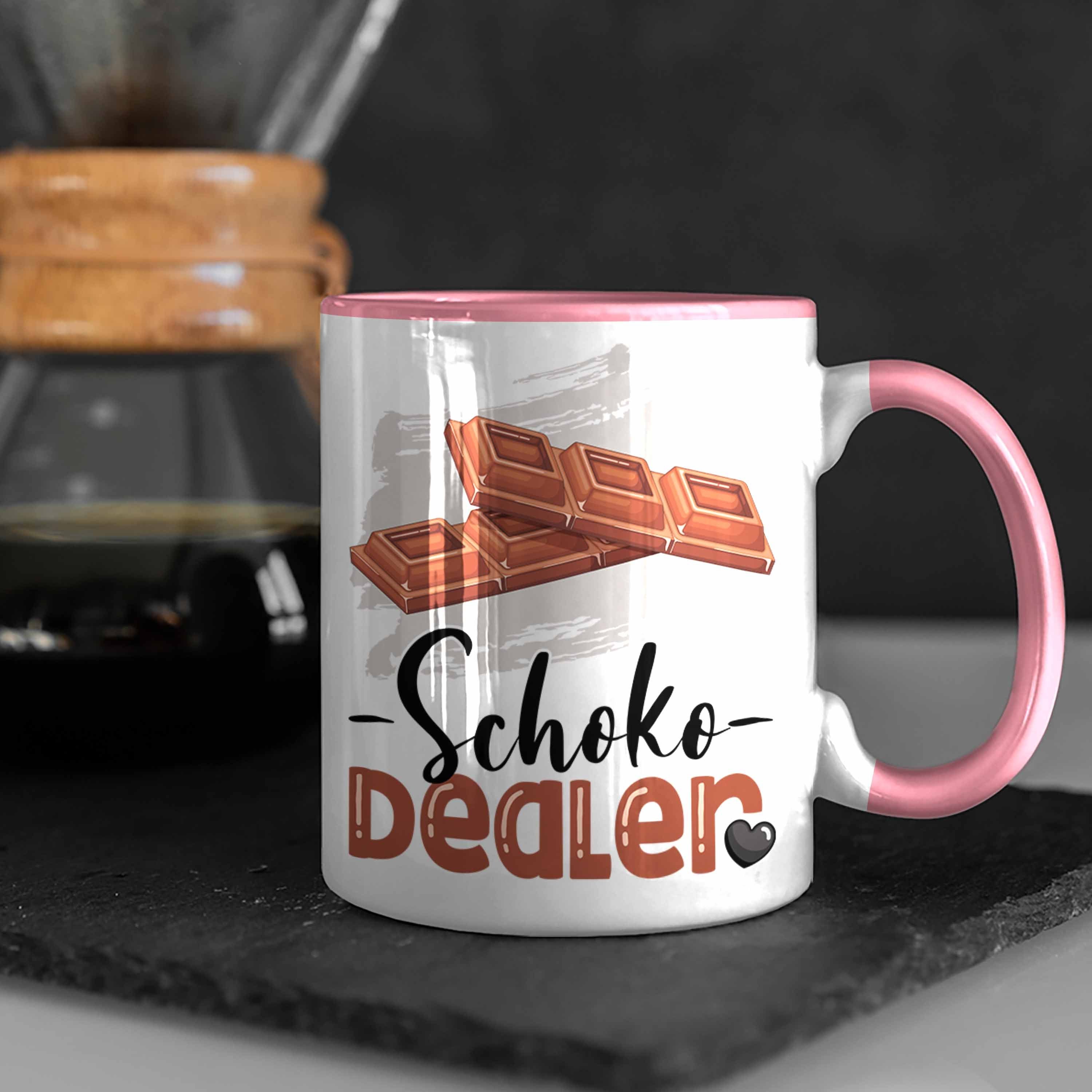 Trendation Tasse Schoko Dealer Tasse Schokoladenverkäufer für Spruc Rosa Geburtstag Geschenk