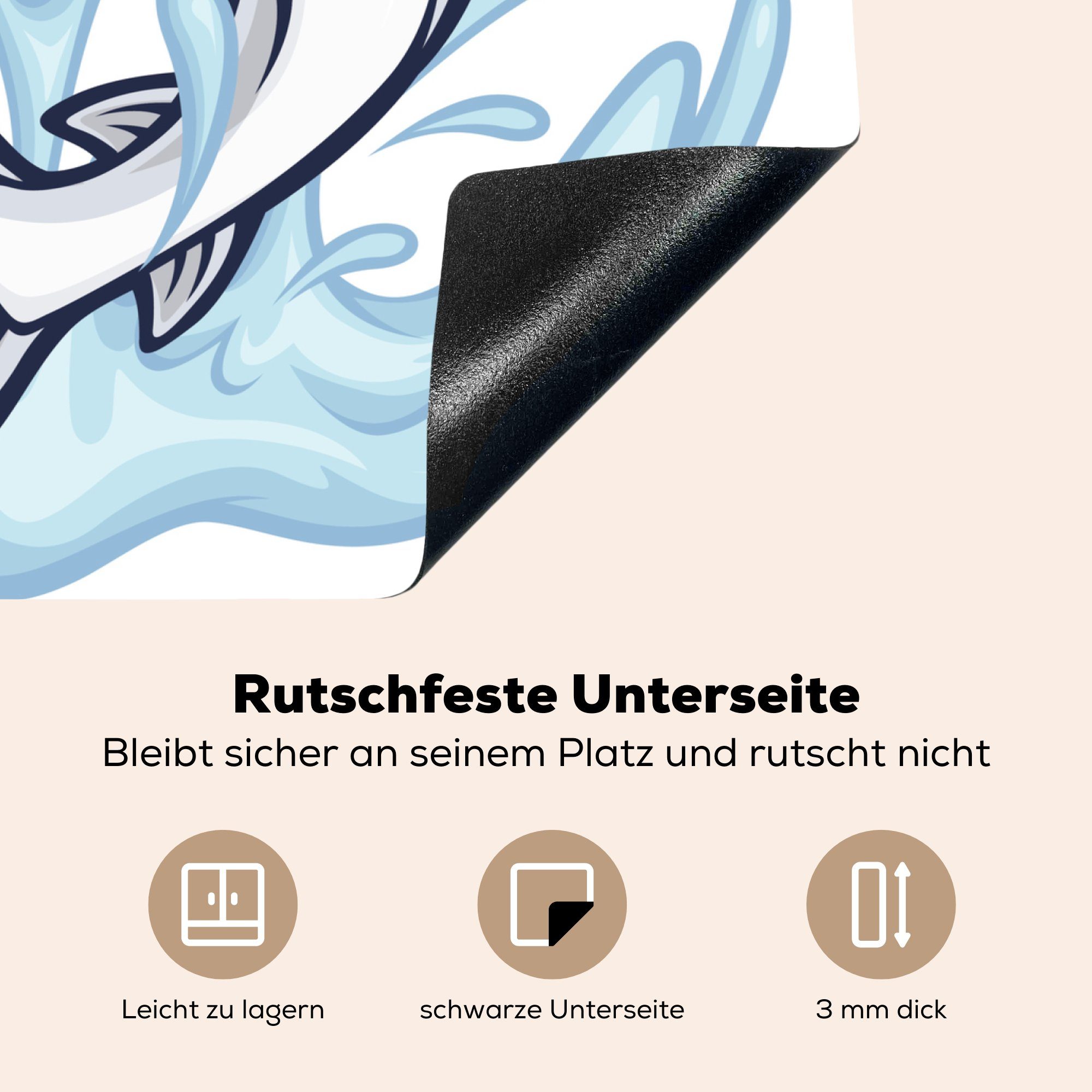 Ceranfeldabdeckung Fisches Wasser, cm, tlg), Induktionskochfeld, eines 57x51 Vinyl, Herdblende-/Abdeckplatte Illustration Induktionsschutz, im (1 MuchoWow