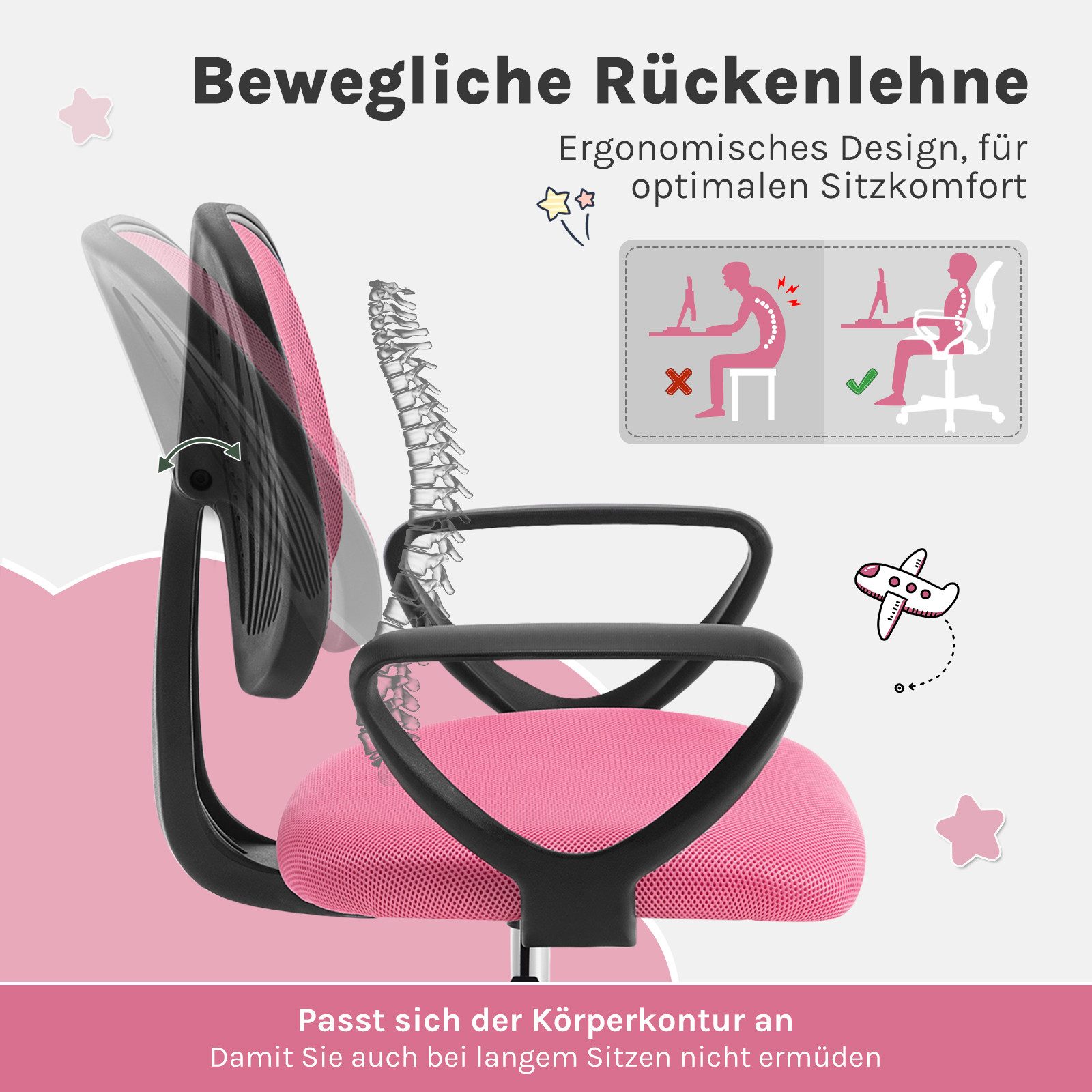 Klihome Schreibtischstuhl (1 St), Kinderdrehstuhl ergonomisch, günstig online kaufen