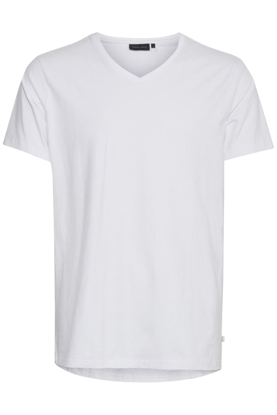 T-Shirt in Casual Friday V-Ausschnitt T-Shirt Weiß LINCOLN Einfarbiges 4458 Kurzarm Basic