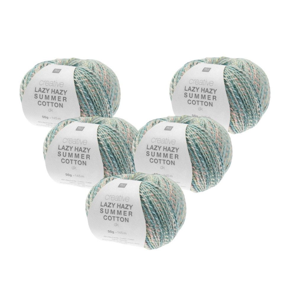 Rico Design 5 x RICO CREATIVE LAZY HAZY SUMMER COTTON DK Häkelwolle, 300 m