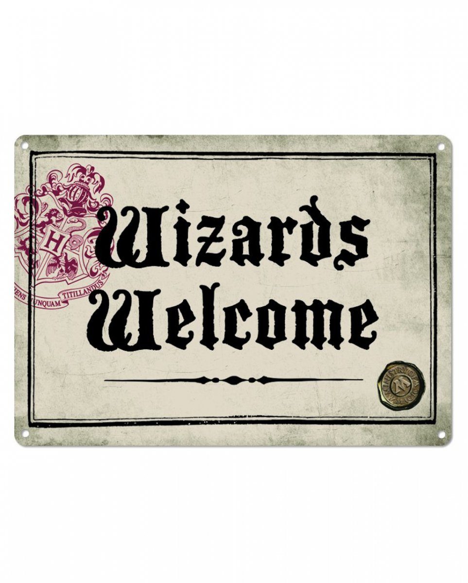 Half Moon Bay Hängedekoration Wizards Welcome Metallschild als Harry Potter Merc