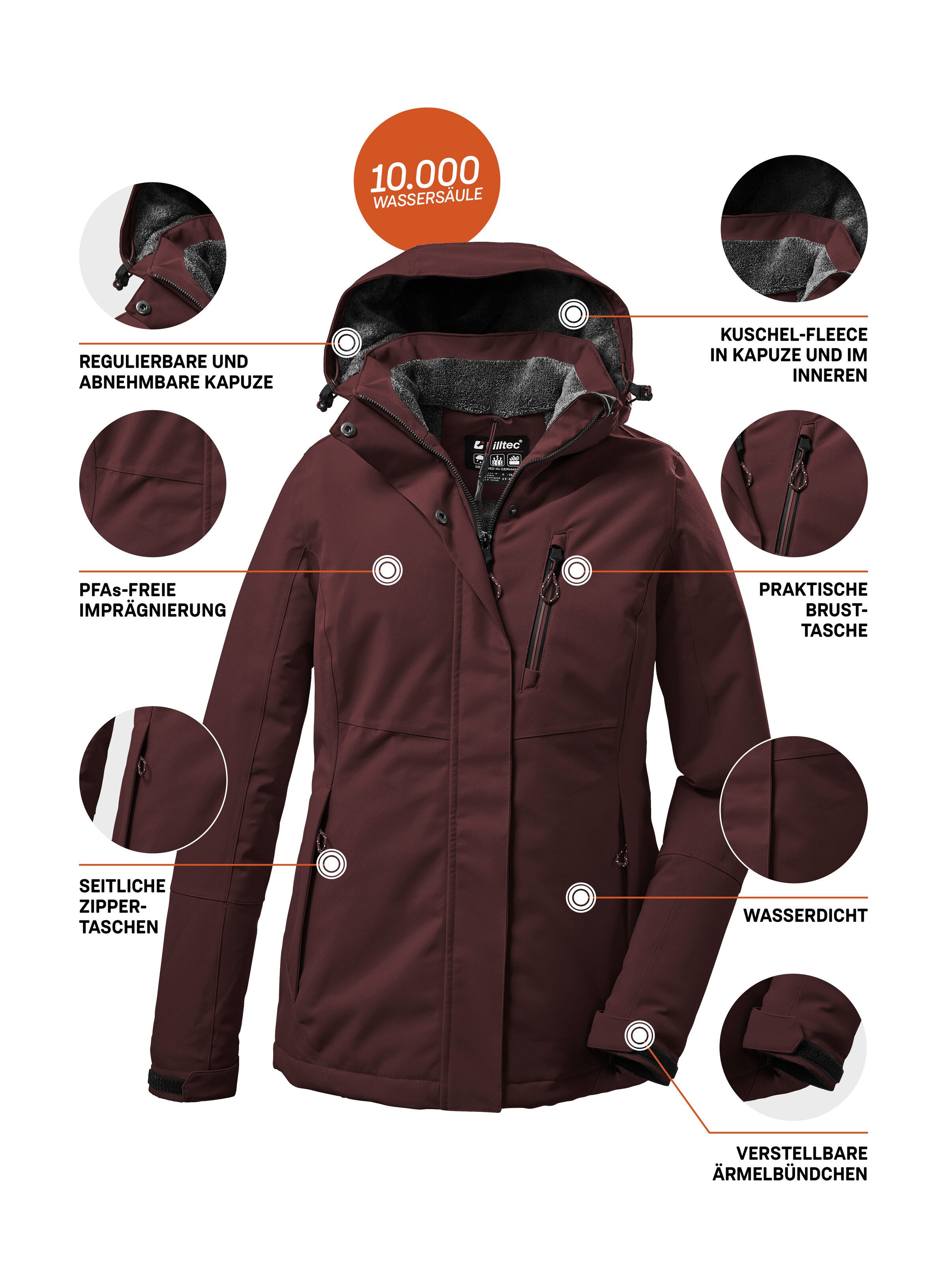 Killtec Outdoorjacke KOW 140 WMN JCKT Wasserdichte Damenjacke, atmungsaktiv, abnehmbare Kapuze