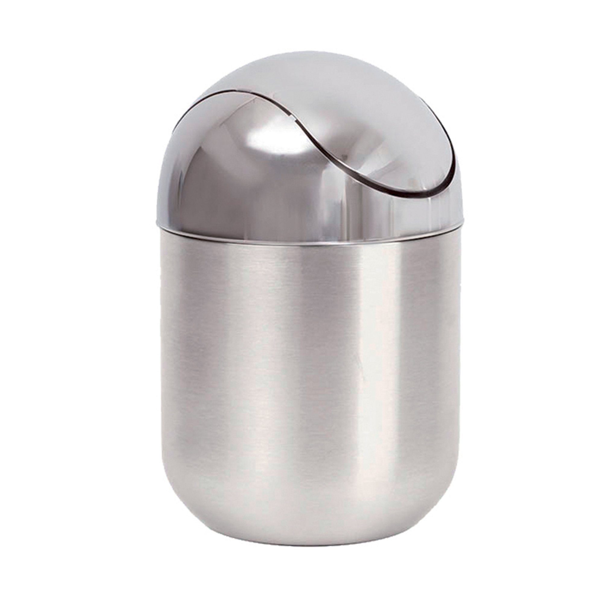 houseproud Kosmetikeimer Round Steel Kosmetikeimer, matter Edelstahl mit glänzendem Oberteil und Schwingdeckel