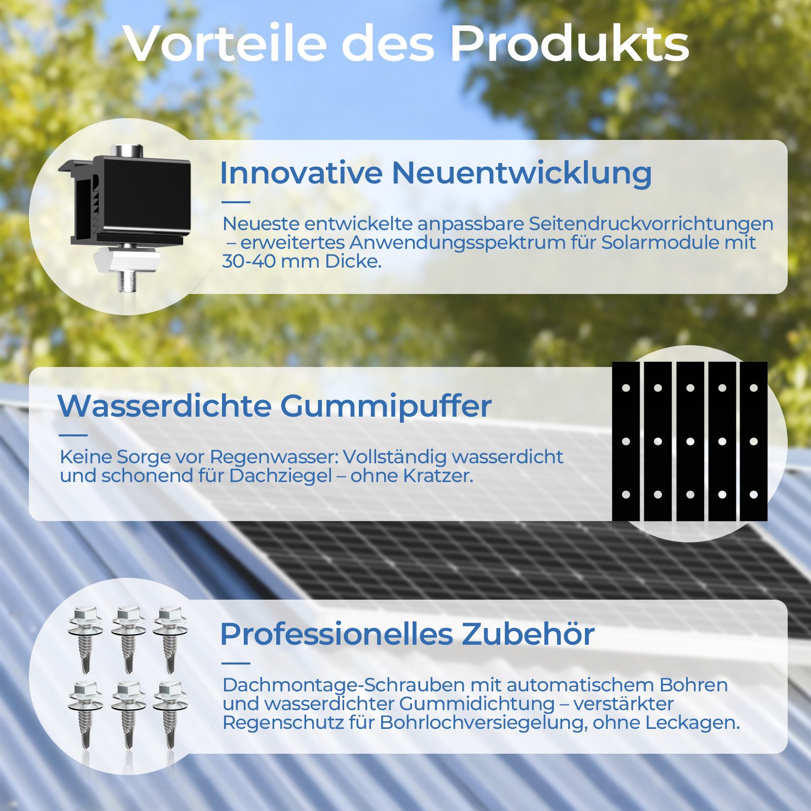 GLIESE Solarmodul-Halterung PV Halterung Befestigungsschiene Trapezblech Flachdach Montage, (Set, 30-tlg., Dachstromerzeugung Soalrpanel Halterung, Korrosionsbeständig, Rostgeschützt)