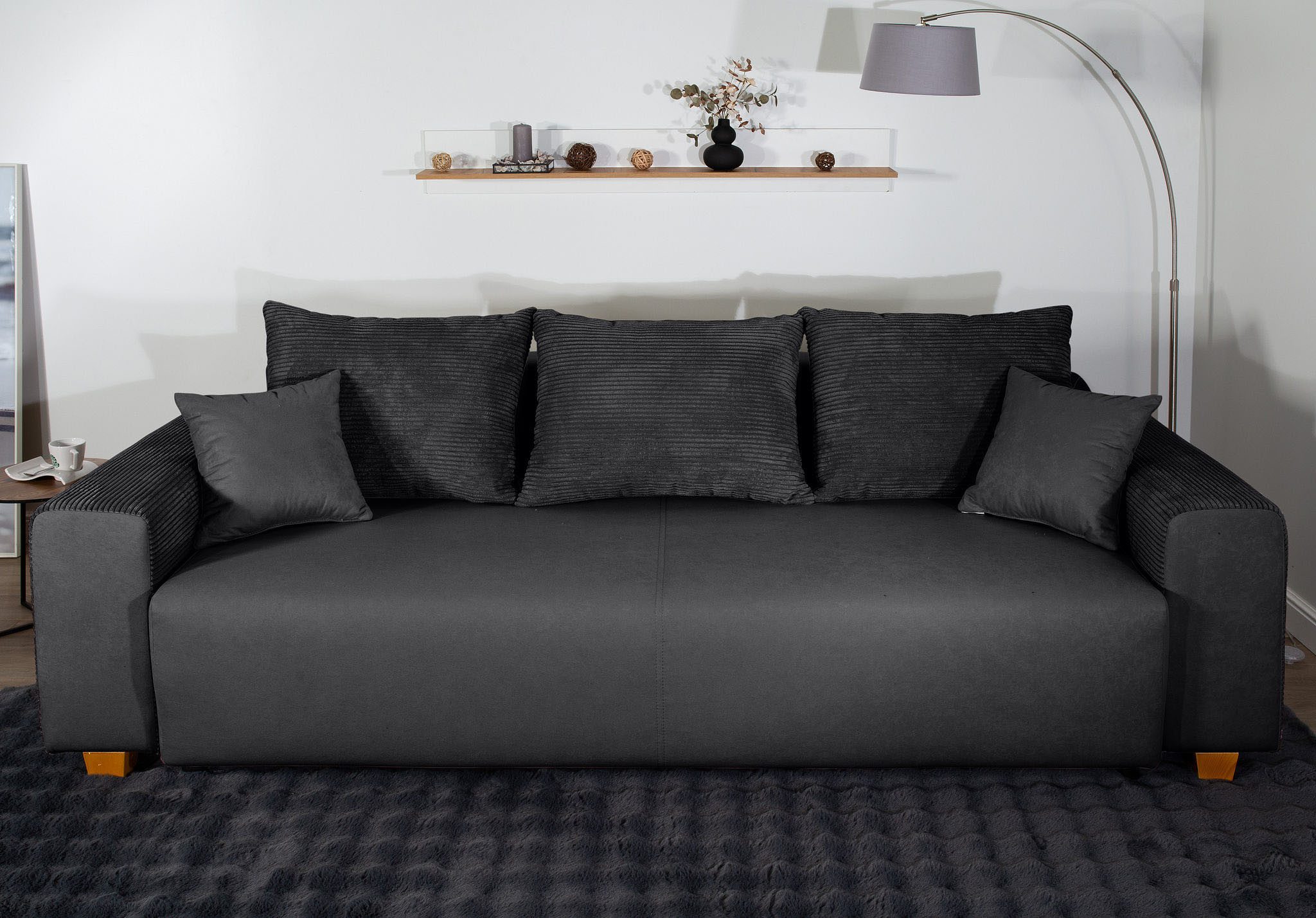 COLLECTION AB Schlafsofa Yves, Liegefläche (B/T): 142/194 cm, inkl. Bettfunktion, Bettkasten, Federkern & Zierkissen