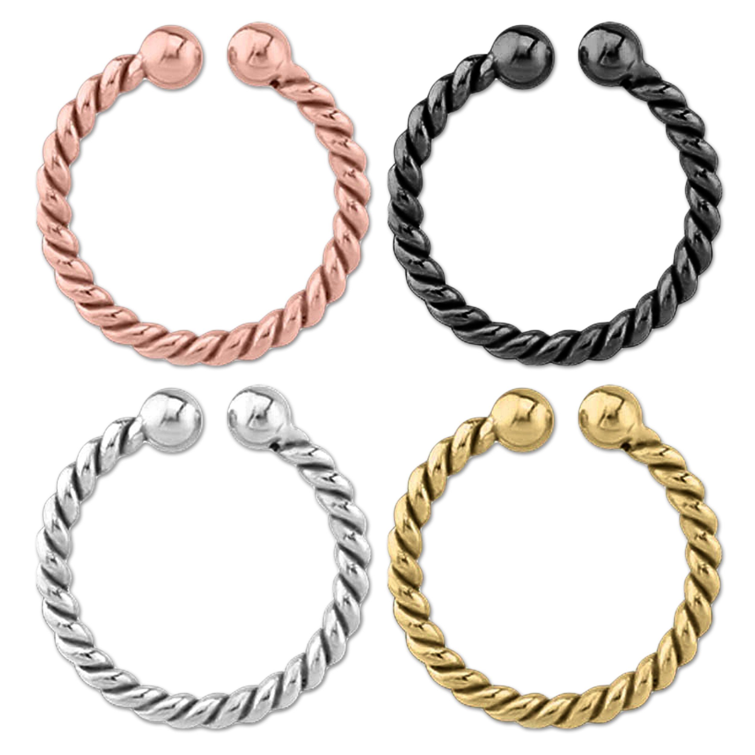 viva-adorno Chirurgenstahl, Nasenring Fake Septumpiercing 316L geflochten Nasenpiercing Septum Piercing Rosegold Ring